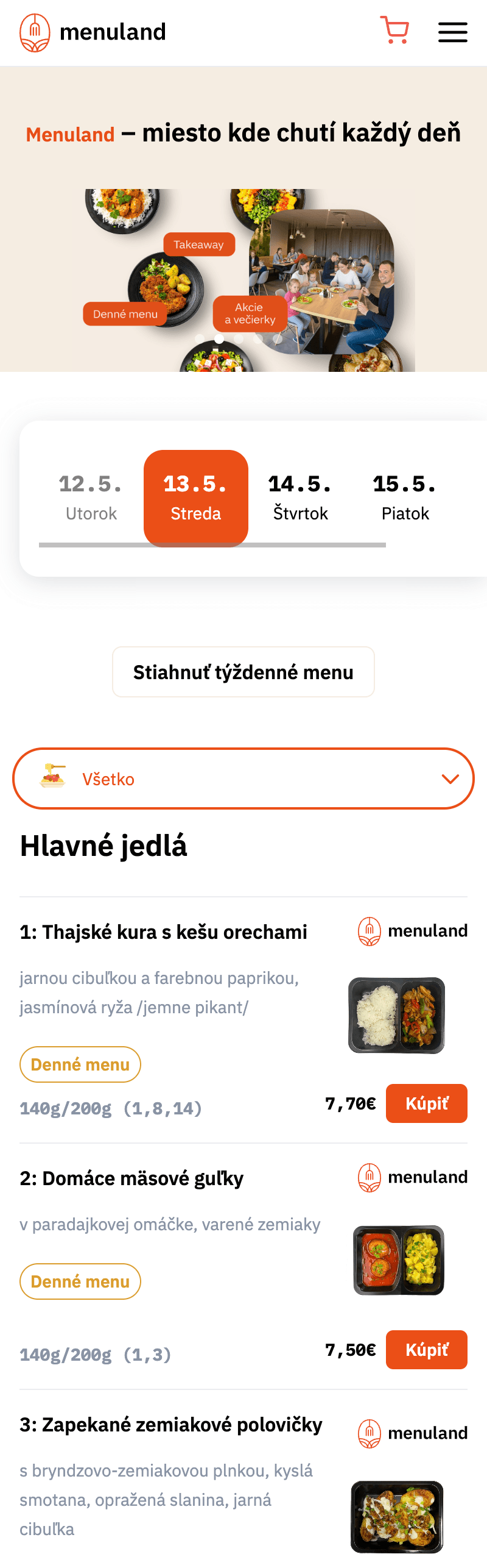 Menuland mobile showcase