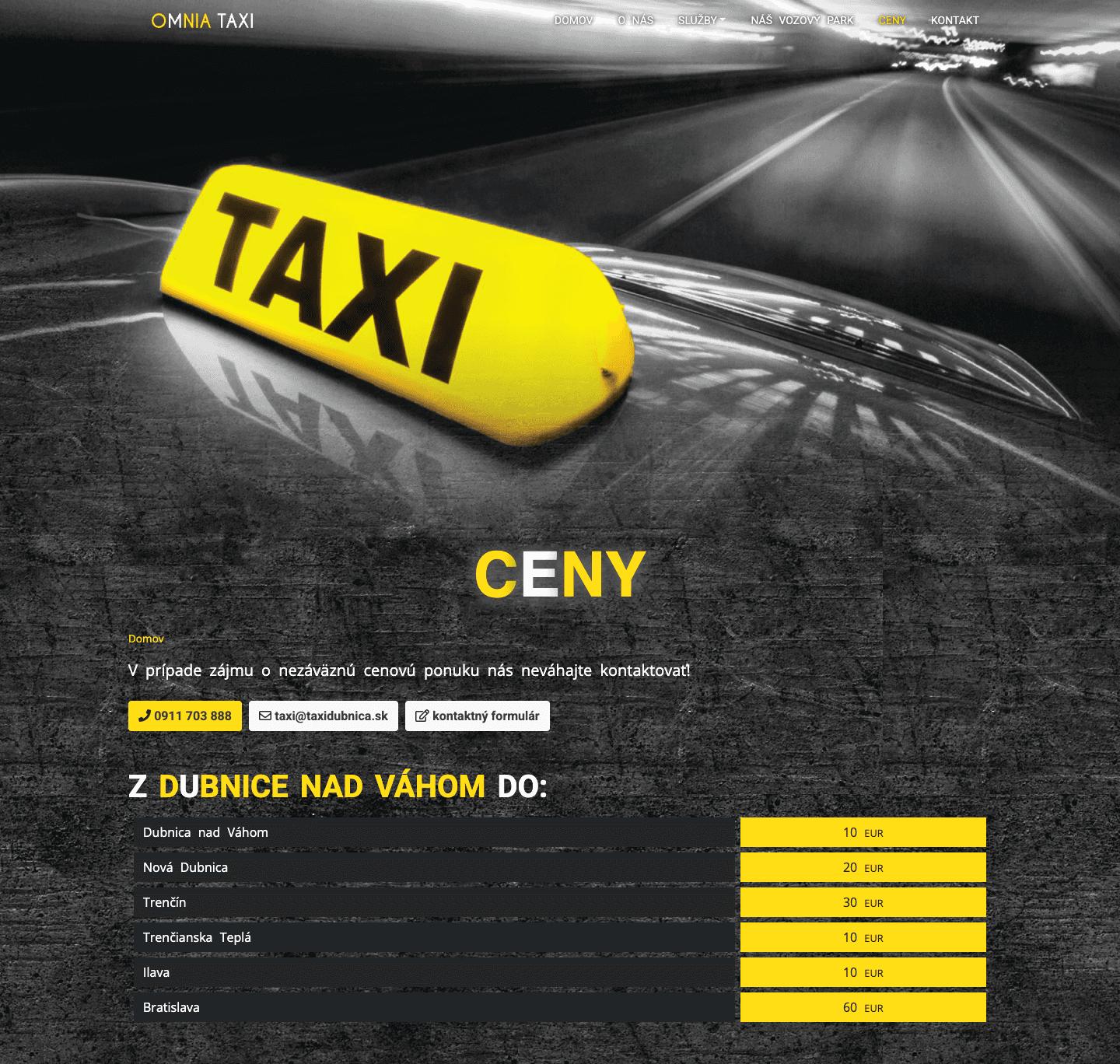 Omnia Taxi UI detail