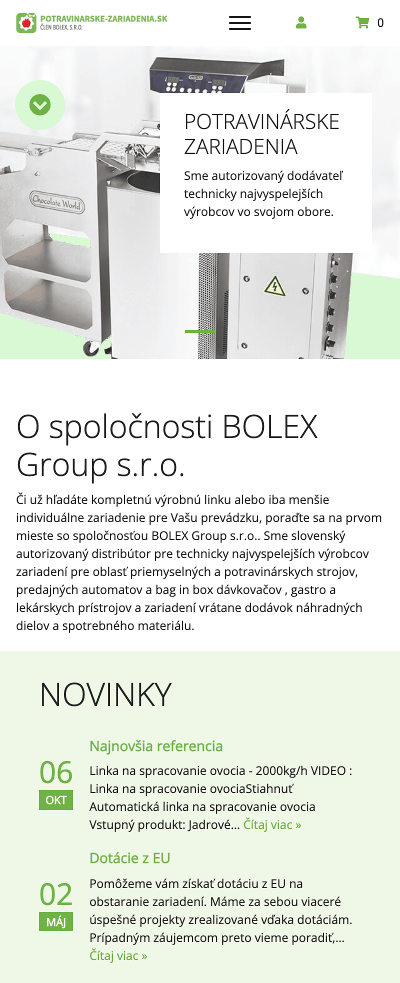 Potravinarske-zariadenia.sk mobile showcase
